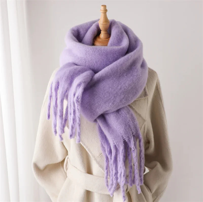 Luxurious Winter Cashmere Scarf for Women - Soft, Thick Pashmina Wrap with Elegant Tassels