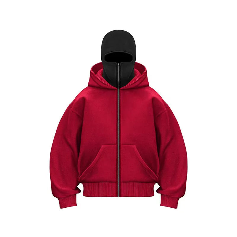 2025 Autumn and Winter New Men'S and Women'S Casual Sportswear with Hooded Mask Design, Sporty and Fashionable plus Size Hoodie