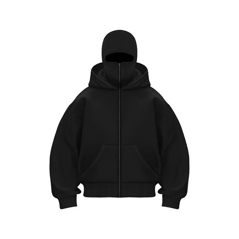 2025 Autumn and Winter New Men'S and Women'S Casual Sportswear with Hooded Mask Design, Sporty and Fashionable plus Size Hoodie