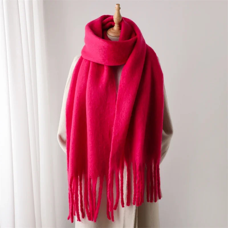 Luxurious Winter Cashmere Scarf for Women - Soft, Thick Pashmina Wrap with Elegant Tassels
