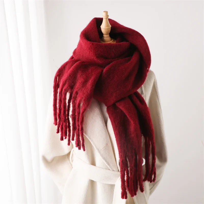 Luxurious Winter Cashmere Scarf for Women - Soft, Thick Pashmina Wrap with Elegant Tassels