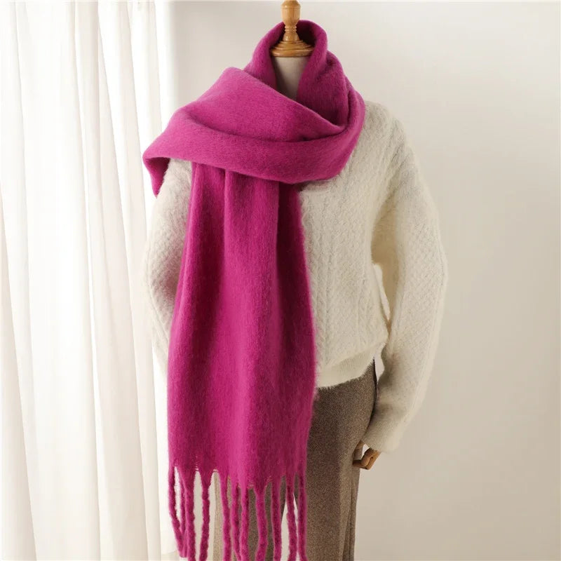 Luxurious Winter Cashmere Scarf for Women - Soft, Thick Pashmina Wrap with Elegant Tassels