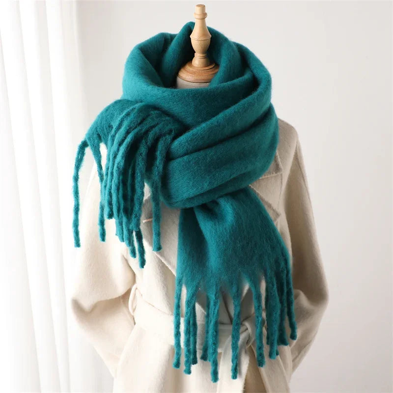 Luxurious Winter Cashmere Scarf for Women - Soft, Thick Pashmina Wrap with Elegant Tassels