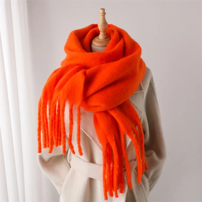 Luxurious Winter Cashmere Scarf for Women - Soft, Thick Pashmina Wrap with Elegant Tassels