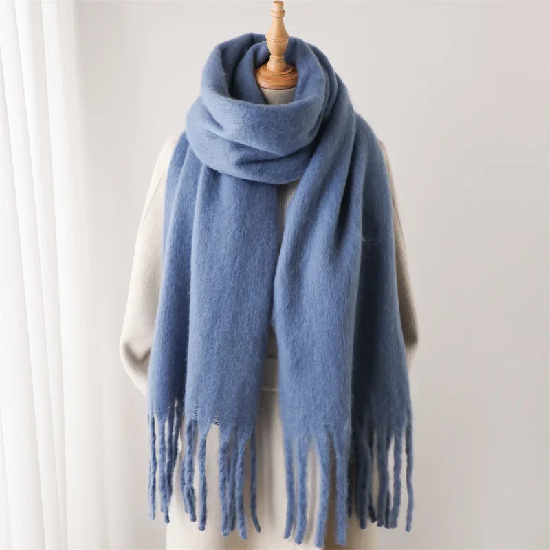 Luxurious Winter Cashmere Scarf for Women - Soft, Thick Pashmina Wrap with Elegant Tassels
