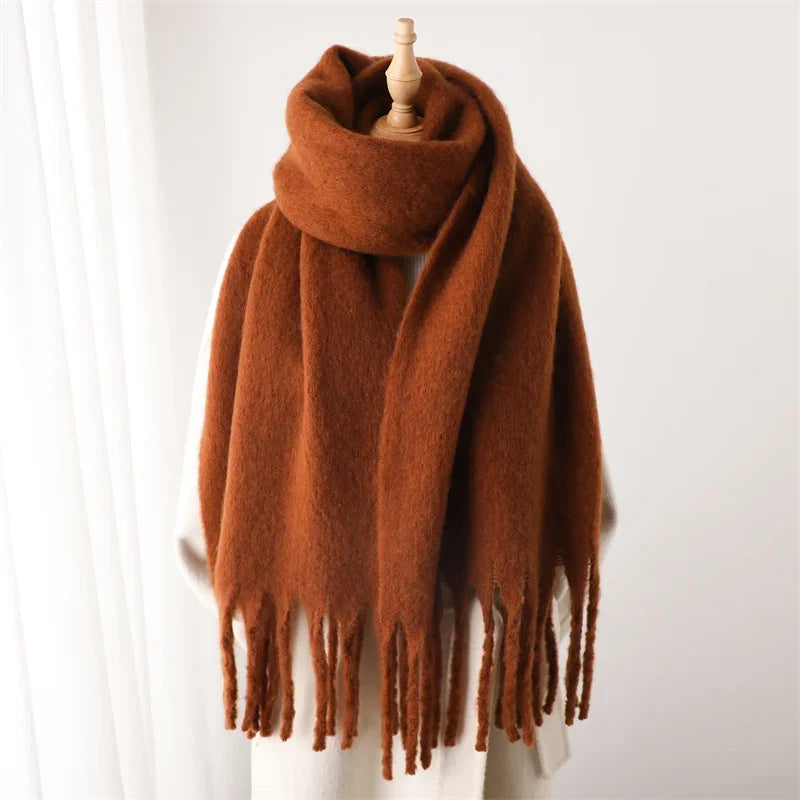 Luxurious Winter Cashmere Scarf for Women - Soft, Thick Pashmina Wrap with Elegant Tassels
