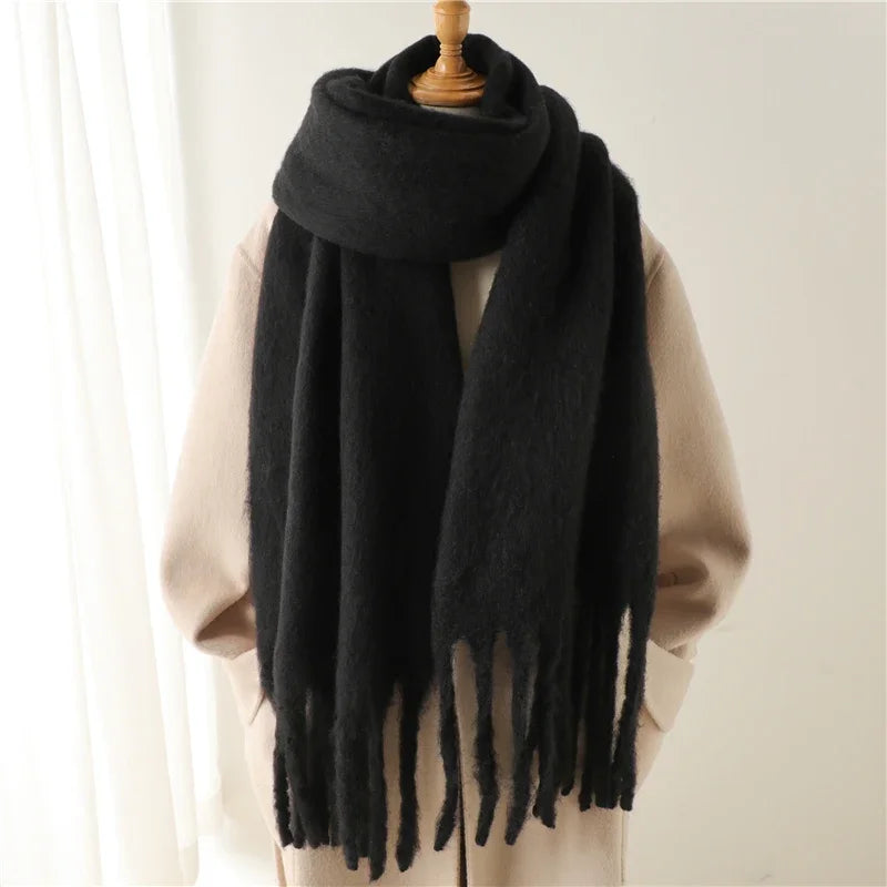 Luxurious Winter Cashmere Scarf for Women - Soft, Thick Pashmina Wrap with Elegant Tassels