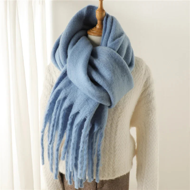 Luxurious Winter Cashmere Scarf for Women - Soft, Thick Pashmina Wrap with Elegant Tassels